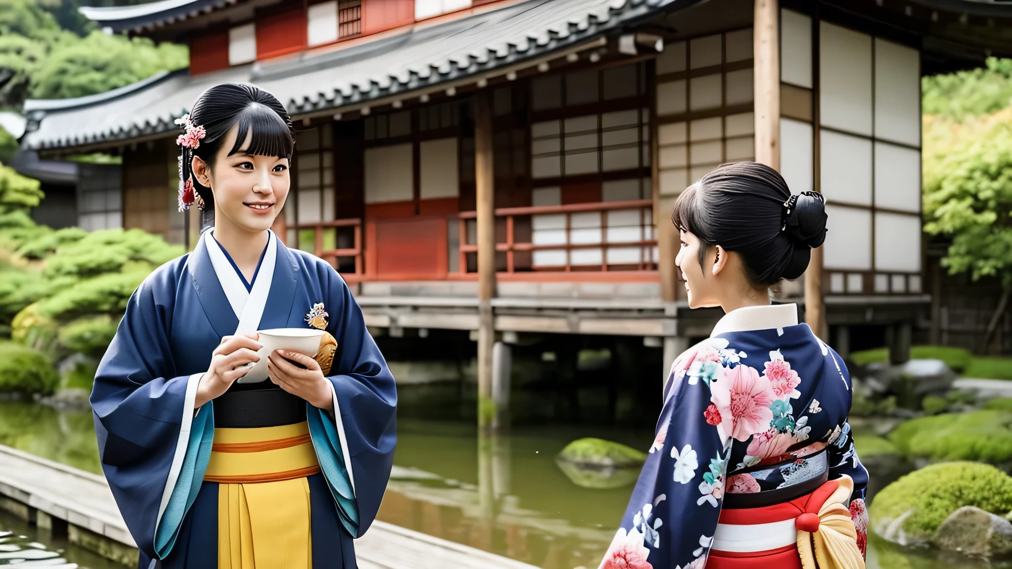 Scenery of the old Japan、Woman in Kimono