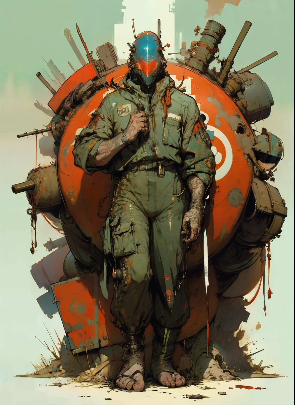 perfect proportions, anatomically correct, (head to toe: 2.0), (full body image: 2.0), solo, (Casshern: 1.6), extremely stylized, deviant art, masterpiece, highly detailed, detailed eyes, expressive detailed eyes, detailed pupils, futuristic, ((1950s scifi helmet)), ((pointy helmet)), Rubber Gloss, (flightsuit:1.4), big boots, entire body image, full body shot, nvinkpunk, professional photograph of alexander_skarsgard, tassles, large beads, (large tassels), cyberpunk, inkpunk, paint platter, ink splatter, (action pose:1.0), 