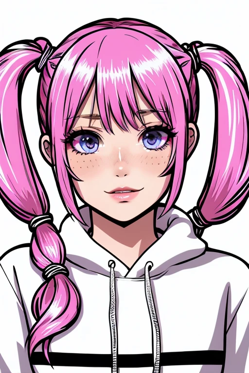((highest quality)), ((masterpiece)), (detailed), Perfect Face,Twin tails,Anime style available,Adorable,Young,pop,cyber-,neon,Pink Hair,Eyelashes,colorful,Rainbow,Genki Hoodie,pop,Zebra print,Sparkling,Light,universe,Harajuku Style,comics,