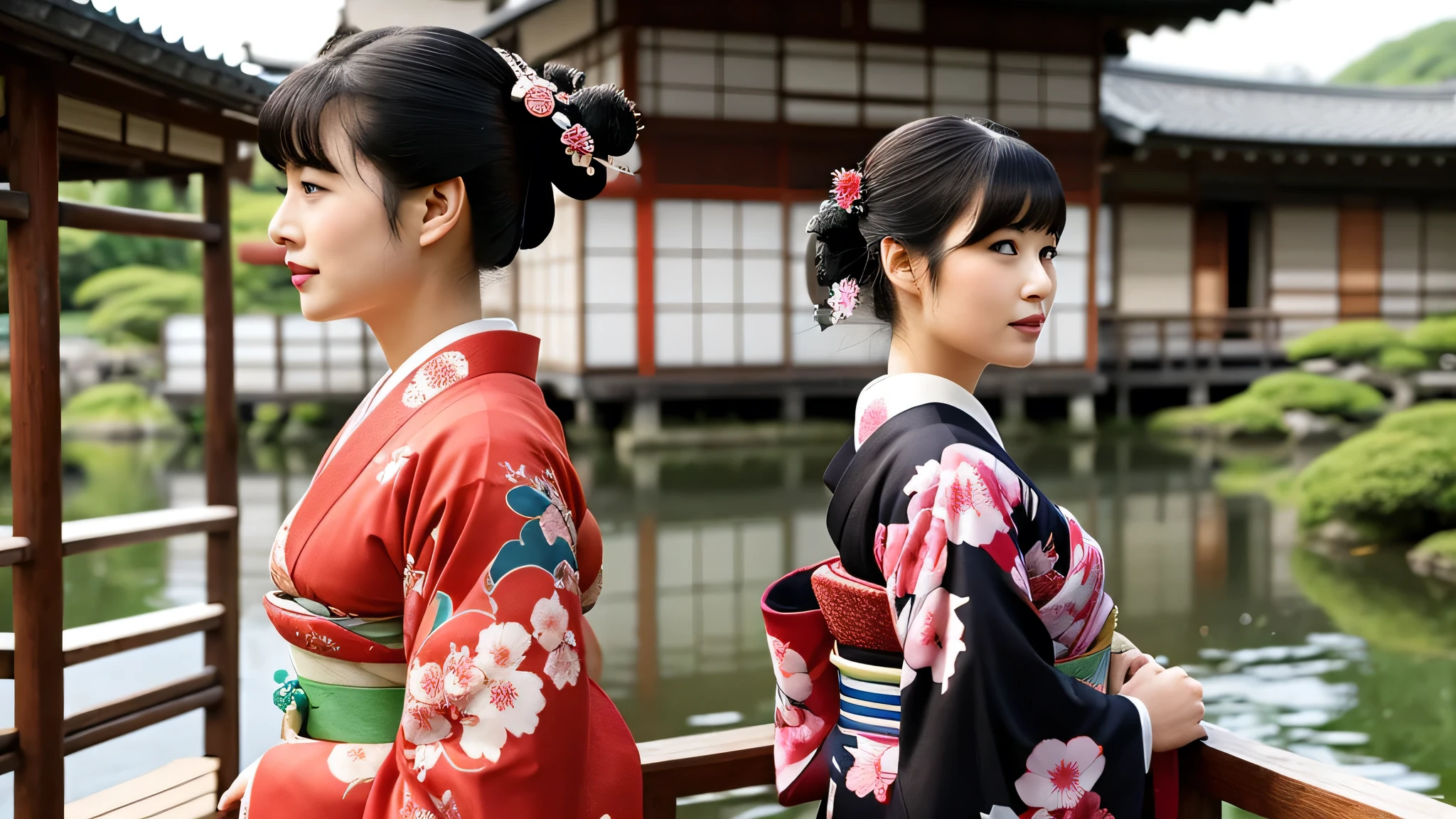 Scenery of the old Japan、Kimono Woman