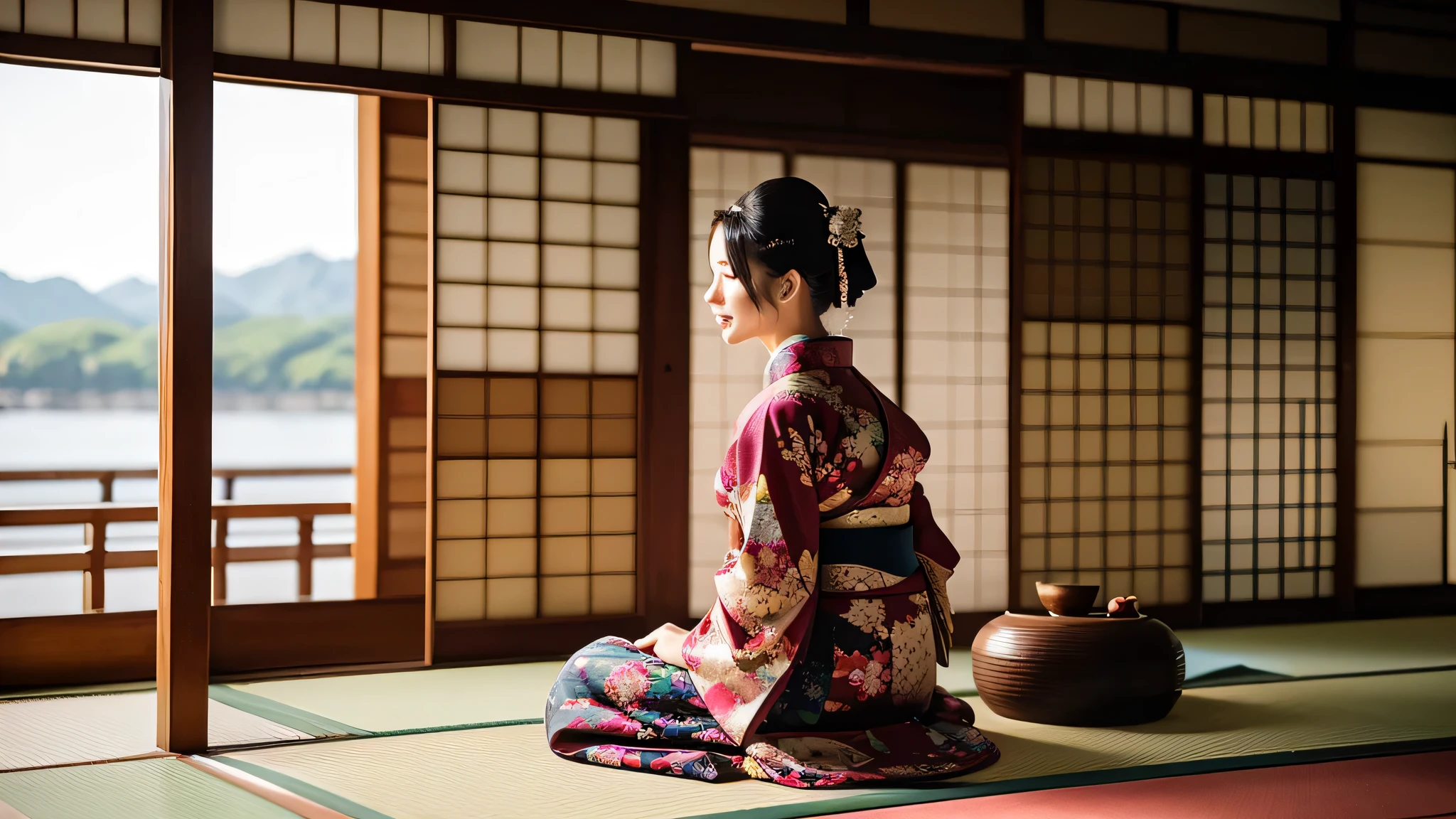 Scenery of the old Japan、Kimono Woman