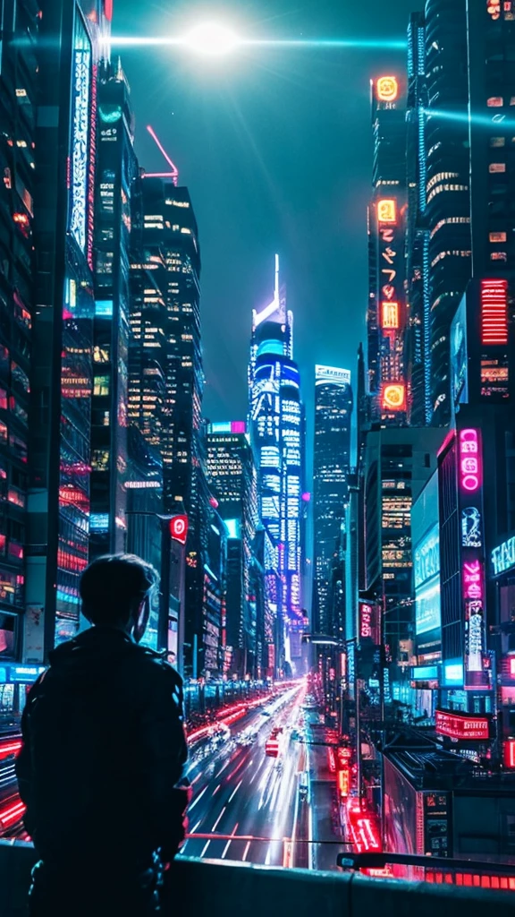 Sci-fi style metropolis at night、cyber punk