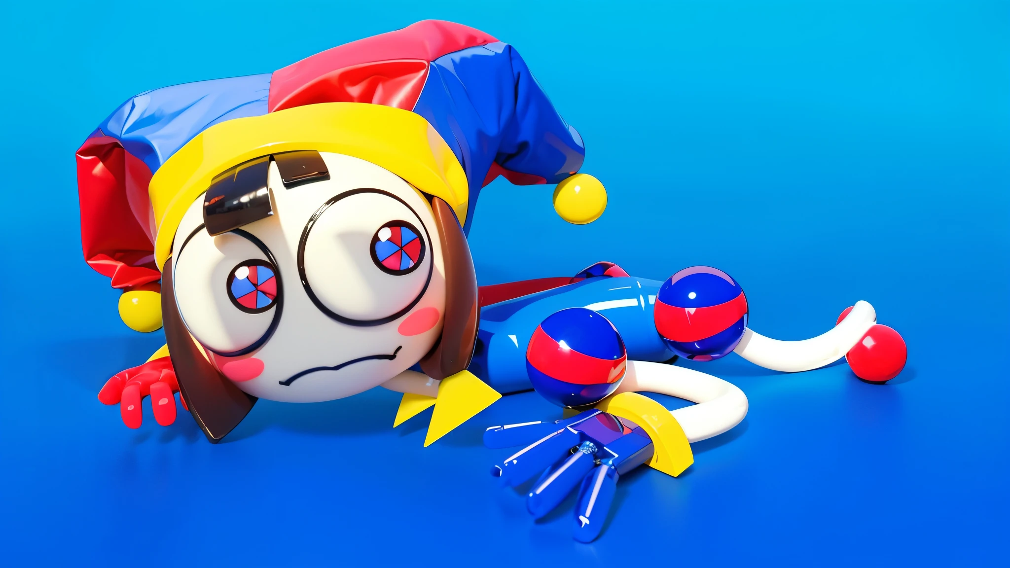 The image depicts a 3D rendered illustration of a boy and a girl with their hands shaped in the shape of a heart. They are both smiling and have red hair. The background is blue. cartoon characters stand next to each other, Electricsbunny, Beeple and Jeremiah Ketner, 🐋 as 🐘 as 🤖 as 👽 as 🐳, matte, Rabbids, cute 3D rendering, 3D icon for mobile game, robot rabbit, Shiny metallic, 3D персонажи violet cat toy, toy cat laying on glossy , glossy texture, smooth 3d model, multiple light sources, rim light, sharp post effects render, (glossy big light probe refractions), perfect cgi, cgi art created only with gradients, smooth silhouette, high intensity refraction, ( ), most beautiful vfx, blue background