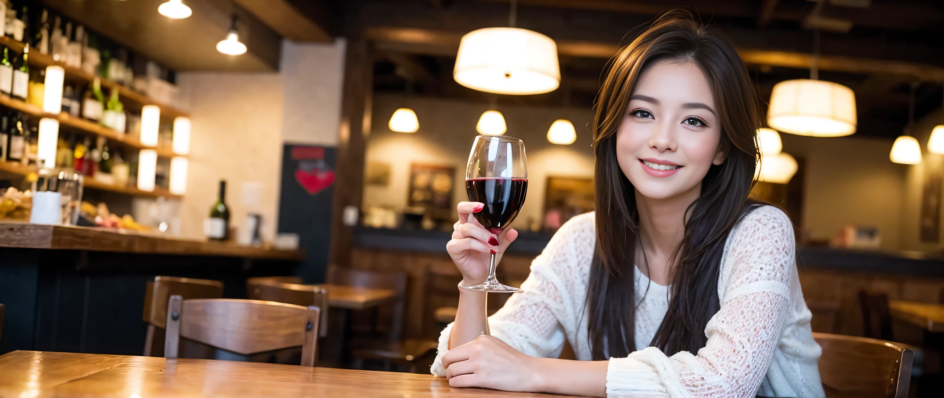 ((highest quality、8k、masterpiece:1.3))、Beautiful woman perfect body:1.4、Slim body、((Bob Hale、Straight hair:1.2))、 Ultra-high resolution, Bright image、2. The beauty of wine, Beautiful Face, blue eyes, Beautiful Eyes, The light shines on your face, Blushing your nose, short hair,Amazing view of the sunset sky and clouds、Amazing mountain views、A bright smile、A lovely woman with a smile、Bright Face、Fox face、Lady、Champagne、Wine bottle、wine glass、red wine 、Appetizers、Italian food、Two beauties、Brown Hair、Shortcuts、Long sleeve shirt、Winter Fashion、dress、Wine bottle、sparkling wine、Pretty Woman 1, (Slim face), (Brown Hair), (Shortcuts), cheeks turn a little red, (36 years old), 39 years old, Attractive beauty、restaurant, Nova Frog Style, actress, model, Upper Body, White wine, slim, wine glass, A wine glass placed in the middle, smile, (smile: 1.15), Beautiful Eyes, Strong light and shadow,Moist Body:1.5、Delicate eyes、Brown Hair、The hair is very shiny、