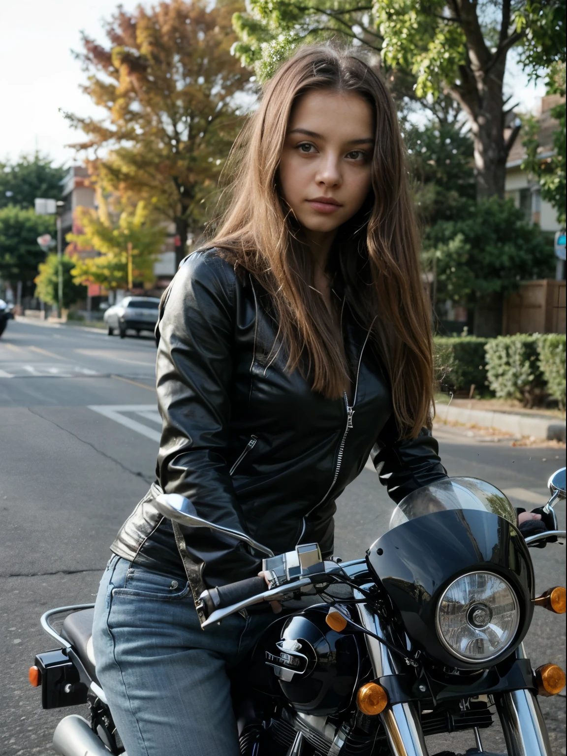 a girl in motorcycle