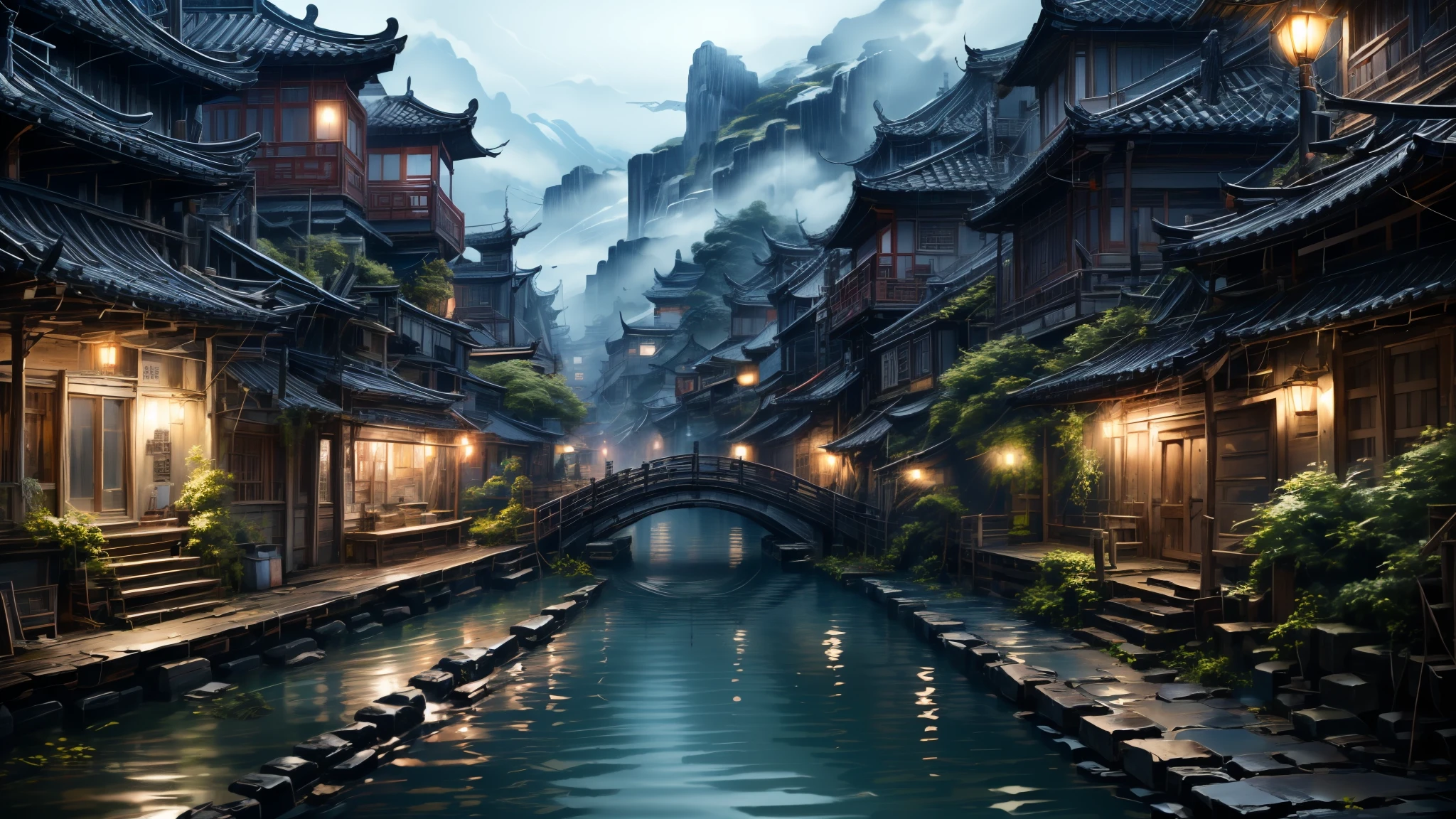 伝統的な中国の風景画のmasterpiece, highest quality, 32k Ultra HD, Insane Details, Intricate details, Super detailedな, super high quality, Attention to detail, Super detailed, masterpiece,
 