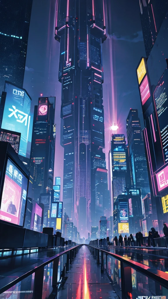 Sci-fi style metropolis at night、cyber punk、Beautiful night view