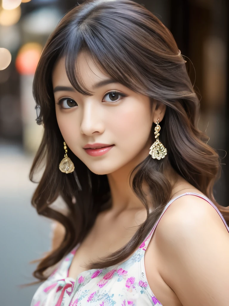 ulzzang -6500-v1.1, (Raw photo:1.2), (Photorealsitic), (Best Quality, masutepiece), Popular actresses、1girl in, Pose, game_nffsw,  Dresses、Dumpling hairstyle、dumpling hairstyle、Classy makeup、elegant long dress, Ultra-realistic skin texture、shinny skin、An inviting pose while turning around、Inviting look、(sexual excitement:1.3), turned around