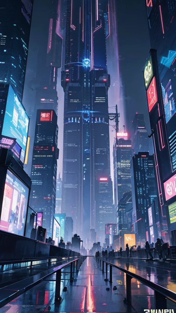 Sci-fi style metropolis at night、cyber punk、Beautiful night view