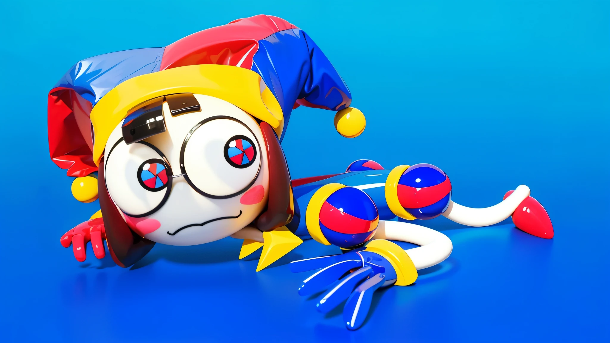 The image depicts a 3D rendered illustration of a boy and a girl with their hands shaped in the shape of a heart. They are both smiling and have red hair. The background is blue. cartoon characters stand next to each other, Electricsbunny, Beeple and Jeremiah Ketner, 🐋 as 🐘 as 🤖 as 👽 as 🐳, matte, Rabbids, cute 3D rendering, 3D icon for mobile game, robot rabbit, Shiny metallic, 3D персонажи violet cat toy, toy cat laying on glossy , glossy texture, smooth 3d model, multiple light sources, rim light, sharp post effects render, (glossy big light probe refractions), perfect cgi, cgi art created only with gradients, smooth silhouette, high intensity refraction, ( ), most beautiful vfx, blue background
