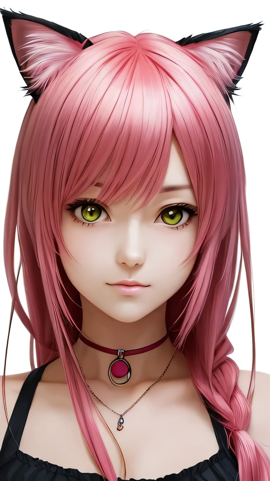 There is a woman with pink hair and cat ears., Very beautiful cute cat girl, Charming cat girl, Real life anime girls, Ultra realistic anime, beautiful Anime cat girl, Anime cat girl, Beautiful young cat girl, Very Beautiful Anime Cat Girl, Surreal , Enchanting anime girl, cute Anime cat girl, Cat ears anime girl、Only the face