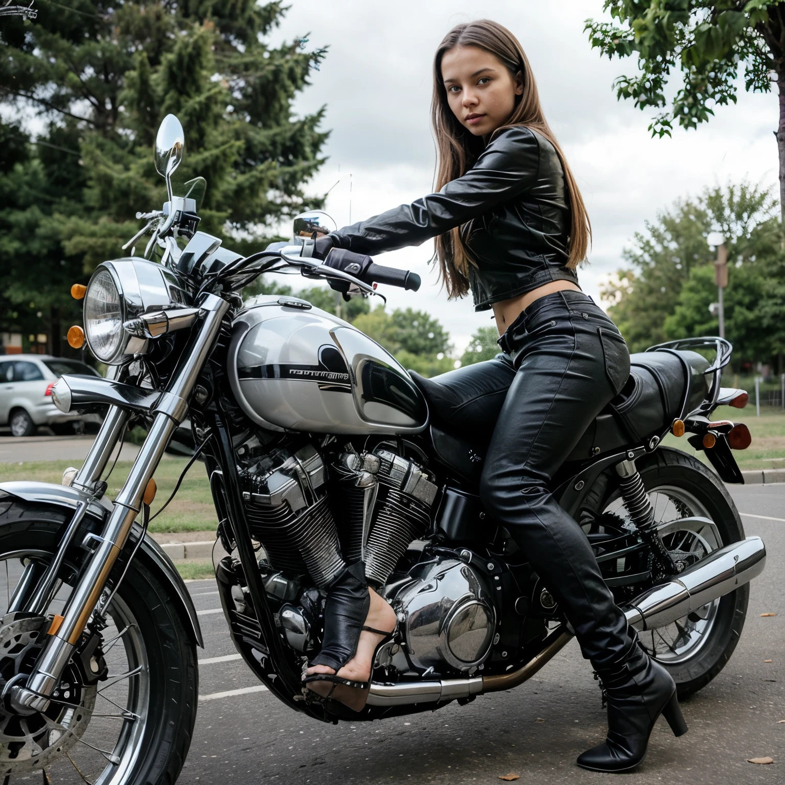 a girl in motorcycle