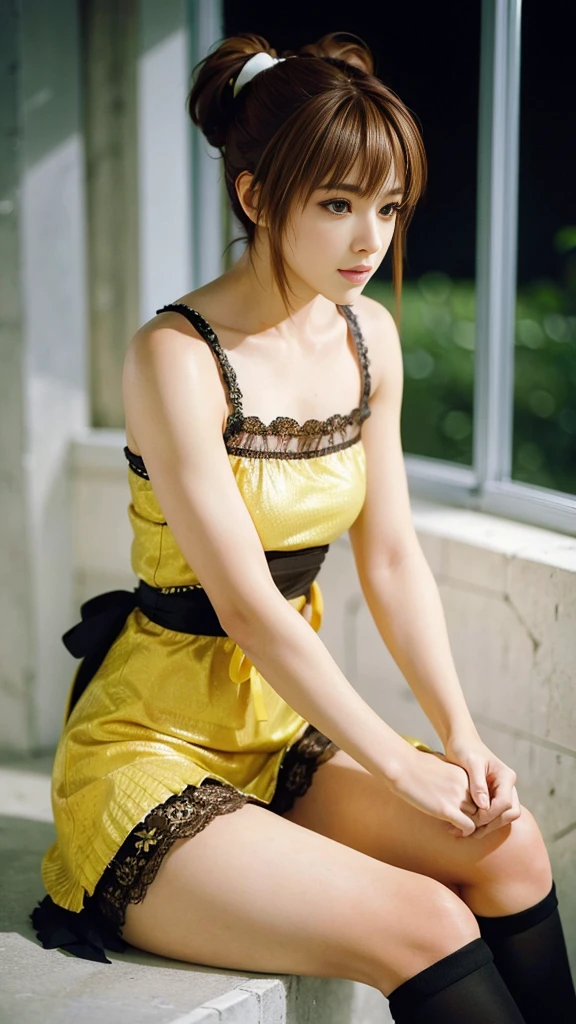 Kasumi, light brown eyes, (best quality,ultra-detailed),(Realistic:1.37), beautiful and detailed face, Ultra-realistic texture, delicate face, athletic body, vivid colors. High definition, 8k. athletic body.