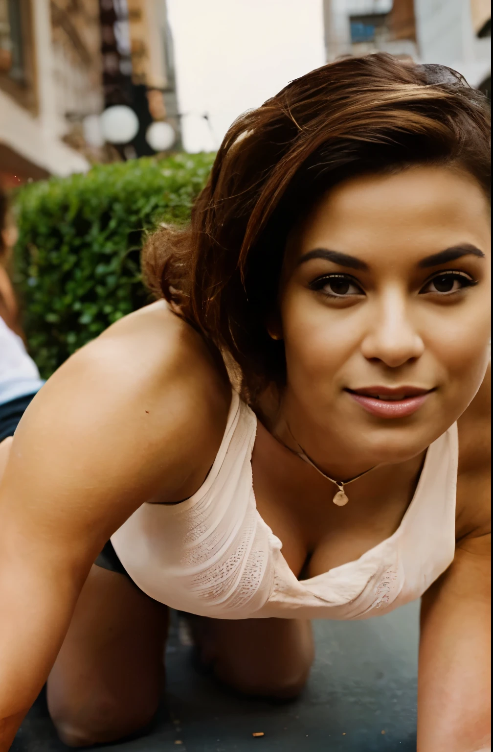 (best quality,4k,8k,highres,masterpiece:1.2),ultra-detailed,(realistic,photorealistic,photo-realistic:1.37),portrait,Colombian lady,Ella Parnell lookalike,burgundy curly hair,sexy work clothes,cement mixer truck,New York City,professional,street scene,colorful,HDR,studio lighting,sharp focus,vivid colors,lively atmosphere,lots of details,urban setting,modern cityscape,daytime,energetic,confident expression,posing confidently,city hustle and bustle,sophisticated,stylish,dynamic perspective,glowing lights,crisp shadows,striking composition,compositionally balanced,business district,elegant,city lifestyle,urban exploration