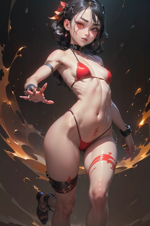 Shooting from the feet、Full body portrait、cute 妖精 ,girl, 1girl,(((a bit ,tiny a bit body,small))),((anime 妖精 with extremely cute and beautiful braided hair)),Latex Bikini、 (((Flat Chest))),((((Black Hair:1.35,colorred inner hair,Ear breathing)))),(((red_eye:1.3))),Complex eye,beautiful detailed eye,symmetrical eye,big eye:1.5,(((Glowing Skin:1.5,Light Skin: 1.5,Sunburned skin,Shiny skin,very Shiny skin,Shiny body,Plastic Glitter Skin,exaggerated Shiny skin,Glowing Skin))),(,Detailed body,Great weapons,(Detailed face)), cute,Lewd,erotic,bold,Browsing Caution, Revealing clothing,Show some skin,(Completely naked),(choker,Wrist cuff),((Complex outfit,Complex clothes))), (Dynamic pose:1.0),Embarrassing,(Shiny winter ornaments),High resolution,Sharp focus,(Very detailed,Very detailed),(Realistic artwork:1.8),(Very detailed CG unity 8k wallpaper),(((Bright colors,Vibrant Themes))),(Complex),(masterpiece),(highest quality),
