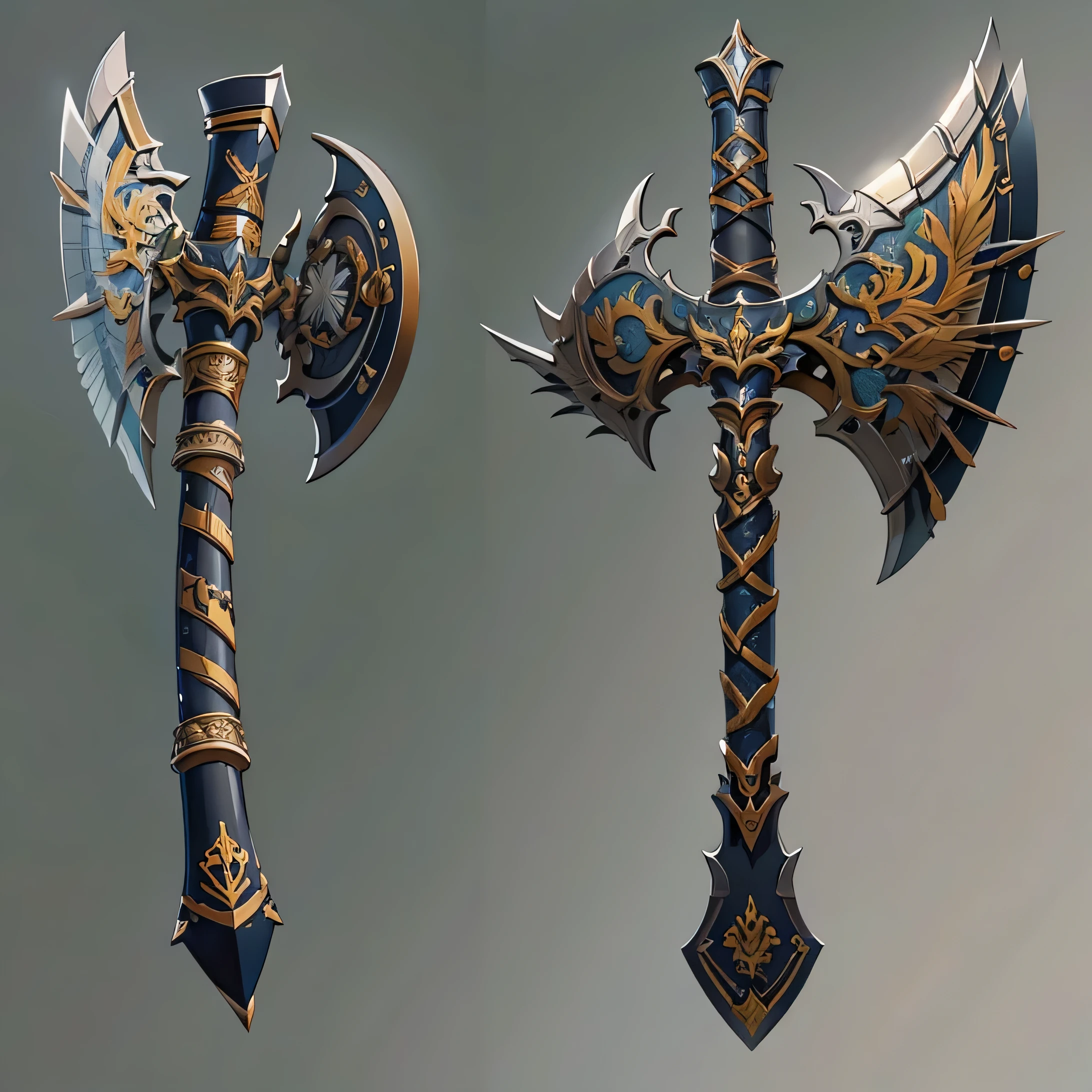 (((best quality))), (((masterpiece))), Weapons to be included in the Weapon Encyclopedia, axe, An ax with a big blade, ax in rpg game, european style weapons, white background, Crisp Lines, Colorful colors,