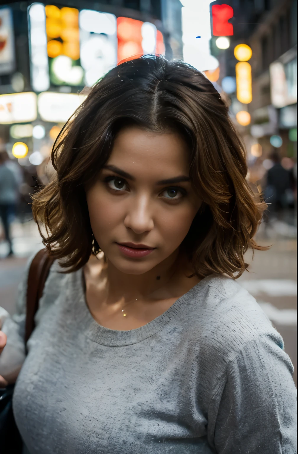 (best quality,4k,8k,highres,masterpiece:1.2),ultra-detailed,(realistic,photorealistic,photo-realistic:1.37),portrait,Colombian lady,Ella Parnell lookalike,burgundy curly hair,sexy work clothes,cement mixer truck,New York City,professional,street scene,colorful,HDR,studio lighting,sharp focus,vivid colors,lively atmosphere,lots of details,urban setting,modern cityscape,daytime,energetic,confident expression,posing confidently,city hustle and bustle,sophisticated,stylish,dynamic perspective,glowing lights,crisp shadows,striking composition,compositionally balanced,business district,elegant,city lifestyle,urban exploration