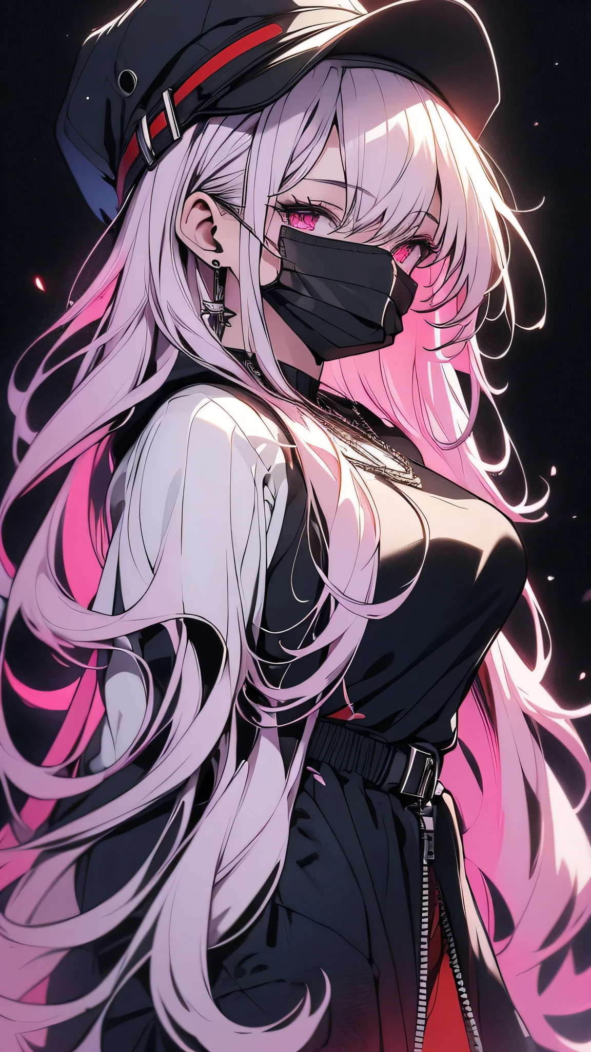 最high quality、Best image quality、masterpiece、girl((18-year-old、 By becoming、Best Bust、Medium Bust,Wide open  tea、Red glowing eyes,Blonde、Disheveled Hair、Twin tails、thin,The highest valley、Open chest、Luminous Wristbands、hat、hair ornaments、luminous necklace、Black sleeveless hoodie(1:2)、Blue short skirt、Disheveled clothing、Show the whole body,Low - Angle、Hacker-like、sweating、lure、Black cute mask、Leaning against a wall、Black scarf、Holding a penlight、Sad face、Chain Accessories、handcuffs)),high quality、Beautiful art、background((Black Room、Black Wall、Black furniture、Big black TV、Black PC))、Flight、Flying debris、Written boundary depth、movie、Visual Arts、Perfect art、8K,Genuine,