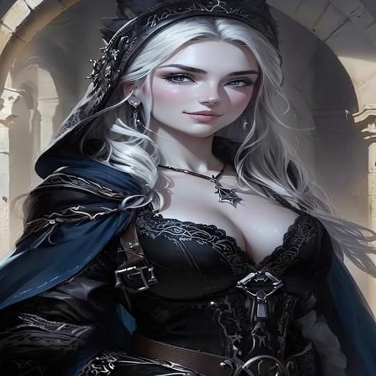 un gros plan d'une femme vêtue d'une robe noire avec une épée, belle comtesse elfe noir, princesse elfe noir, magali villeneuve', portrait d'a witch, art de style fantaisie sombre, inspired par Magali Villeneuve, portrait d'une reine elfe, drow, jeune elfe noir, alexandra fomina artstation, par Magali Villeneuve