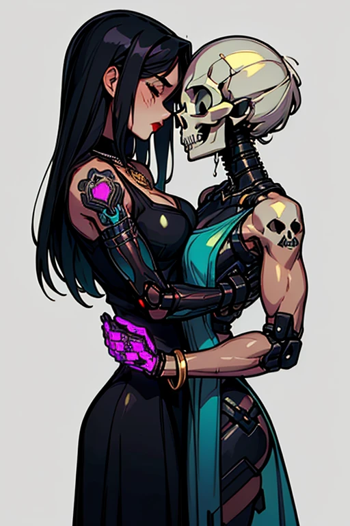 ((Create MaxZenArt!))_((One, 1 girl, Tattoo, glowing Tattoo, wonderful, White Fluffy 16+), (skull, Flowers), (Black transparent dress)), (Sexual, erotic)) _((Delicate red lips), (Straight black hair - long, Fundamental moments, green, cascade), (multi-colored wonderful hair), (Cool Shine, Wet straight hair))_((Stylization; Clear lines, Clear contours, High quality line art, shading))_((Simple color palettes), (Coloring, Color saturation, saturation, Harmony, balance), (Rich pastel colors, Solid color), (cyber punk))_((Sexual, erotic), (Simple, Minimum accessories), (necklaces and thin rings made of silver or gold,.), (Simple bracelets, unusual design, Simple silhouettes), (erotic style))_((background),(Abstract Minimalism), (stunning cybernetic Flowers), ( Yuri, Very unusual, Long Stem - Large Stem, skull, Flowers)).