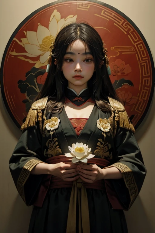 Ancient Chinese Goddess, 南海のKannon, Kannon, Inspired by India, Kannon菩薩は龍に乗る,,Calm expression,Shui Mohua,Buddha,Buddha教徒,Lotus,chinese painting style,Thangka Style