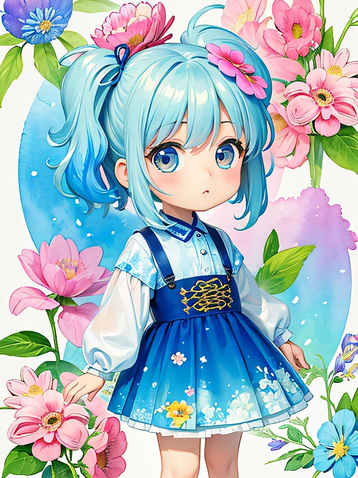 Momoko Sakura style、8K Quality、Intense watercolor, Detailed watercolor art, Watercolor splash, Surreal, avant-garde pop art, Beautiful and expressive paintings, Beautiful artwork illustration, Very colorful tones, wonderful, Cool beauty, highest quality、Official Art, Vector art, Stylish design, ((The most beautiful girl of all time)), (((chibi))), (((highest quality))), HDR, ((detailed)), (((Doodle Art)), ((masterpiece)), ((Super detailed)), (((Colorful flowers))),(((cute old man)))