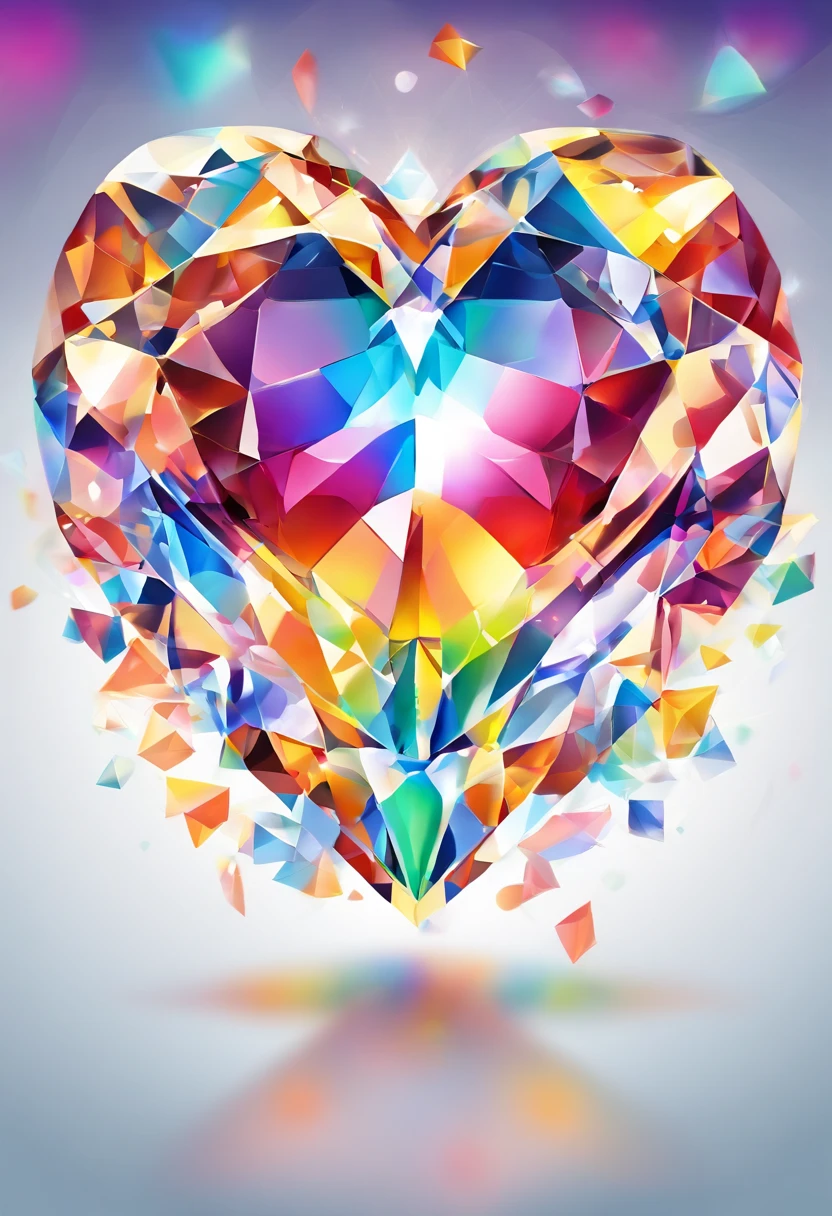 Brilliant heart-shaped diamond，Diamonds that shine with rainbow colors，A glamorous atmosphere，gorgeous，A masterpiece．