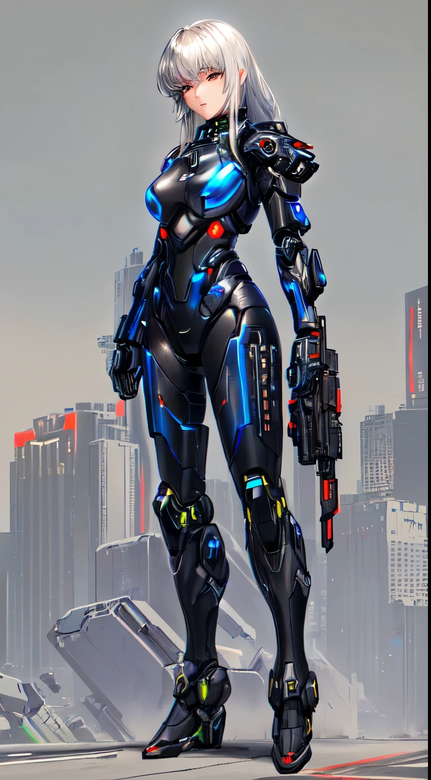 a woman in a futuristic suit with a gun and a helmet, girl in mecha cyber armor, cyber suit, cybersuit, clothed in cyber armour, cyberpunk suit, female cyborg, cyber armour, diverse cybersuits, cyberpunk armor, female mecha, sci - fi suit, sci-fi android female, goth cybersuit, cyberpunk anime girl mech, cybersuits