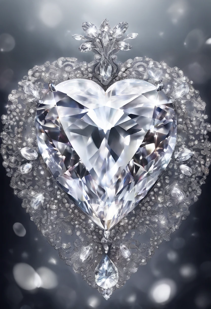 A silvery white heart-shaped diamond,Dazzling brilliance,gorgeouysterious atmosphere,A masterpiece.