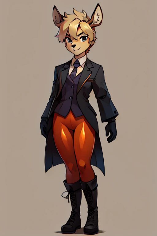 boy, deer, furry, bodyfur, blazer, bottomless, color tights, gloves, boots