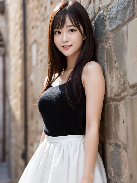 Beautiful woman in white dress, (masterpiece)、(highest quality:1.5)、(16kのwallpaper:1.2)、(Photorealistic:1.2)、(Ultra-detailed:1.2)、(超A high resolution:1.2),Healthy thighs、Narrow waist、Big ass、(Beautiful legs)、(Surreal), (figure), (High resolution), (Very detailed), (best figure), (Beautiful fine details),(Sharp focus), (Professional), (Realistic), (Post-processing), (maximum detail),Roughness, (highest quality), (Very detailed), (masterpiece), (wallpaper), (Detailed face),Beautiful realistic face,(Anatomically correct body)、((1 female:1.4))、Realistic far looking eyes、Realistic Skin、美しいBlack Hair、Super Beauty、(Small chest:1.4),Sharp focus:1.2,Pretty woman with perfect figure:1.4,The best smile、(from the front:1.5)、 Natural color lip,Black Hair、Even bangs,27 years old、Long hair or bob hair、Inside a medieval castle、