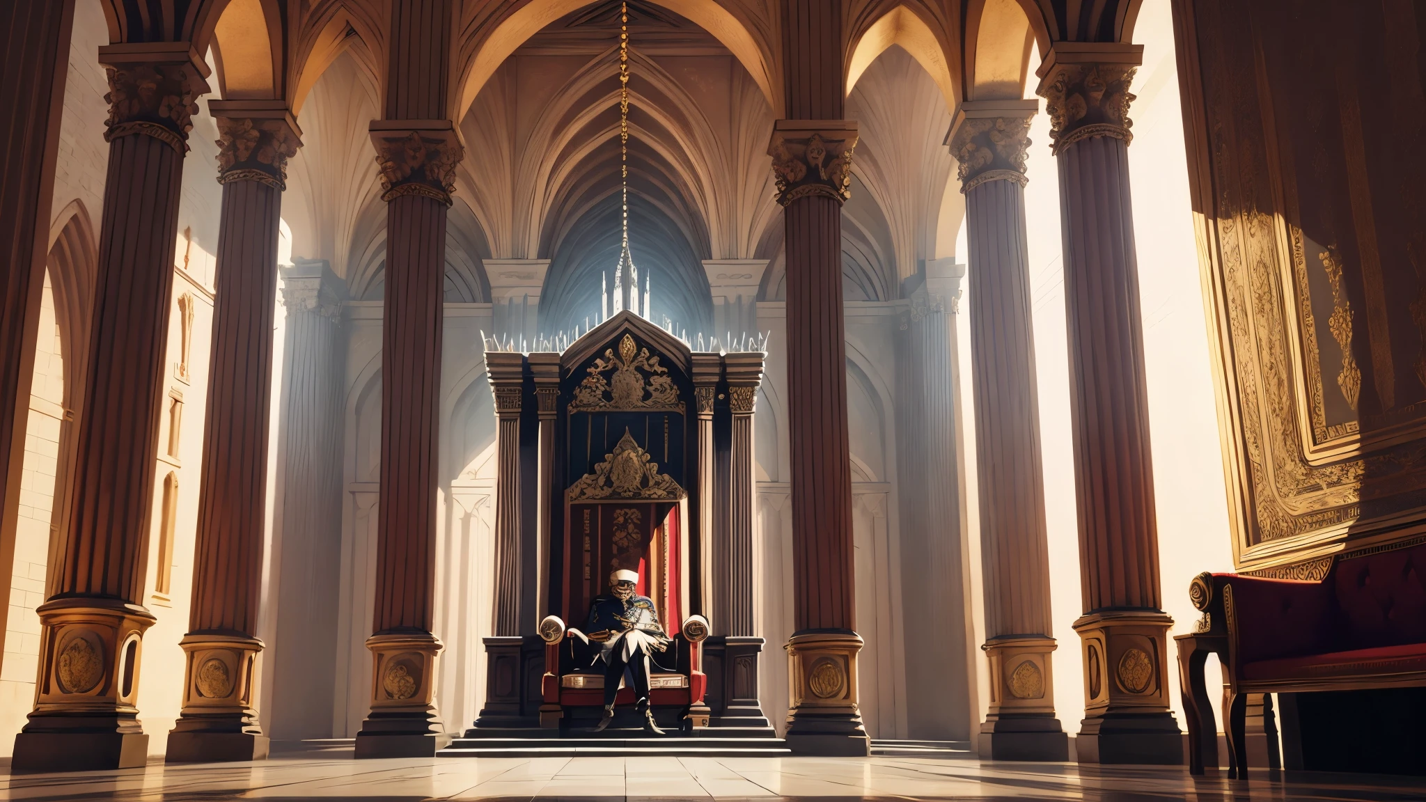 （（Different world scene，palace，throne）），Retro，middle Ages，City Wall，luxury，