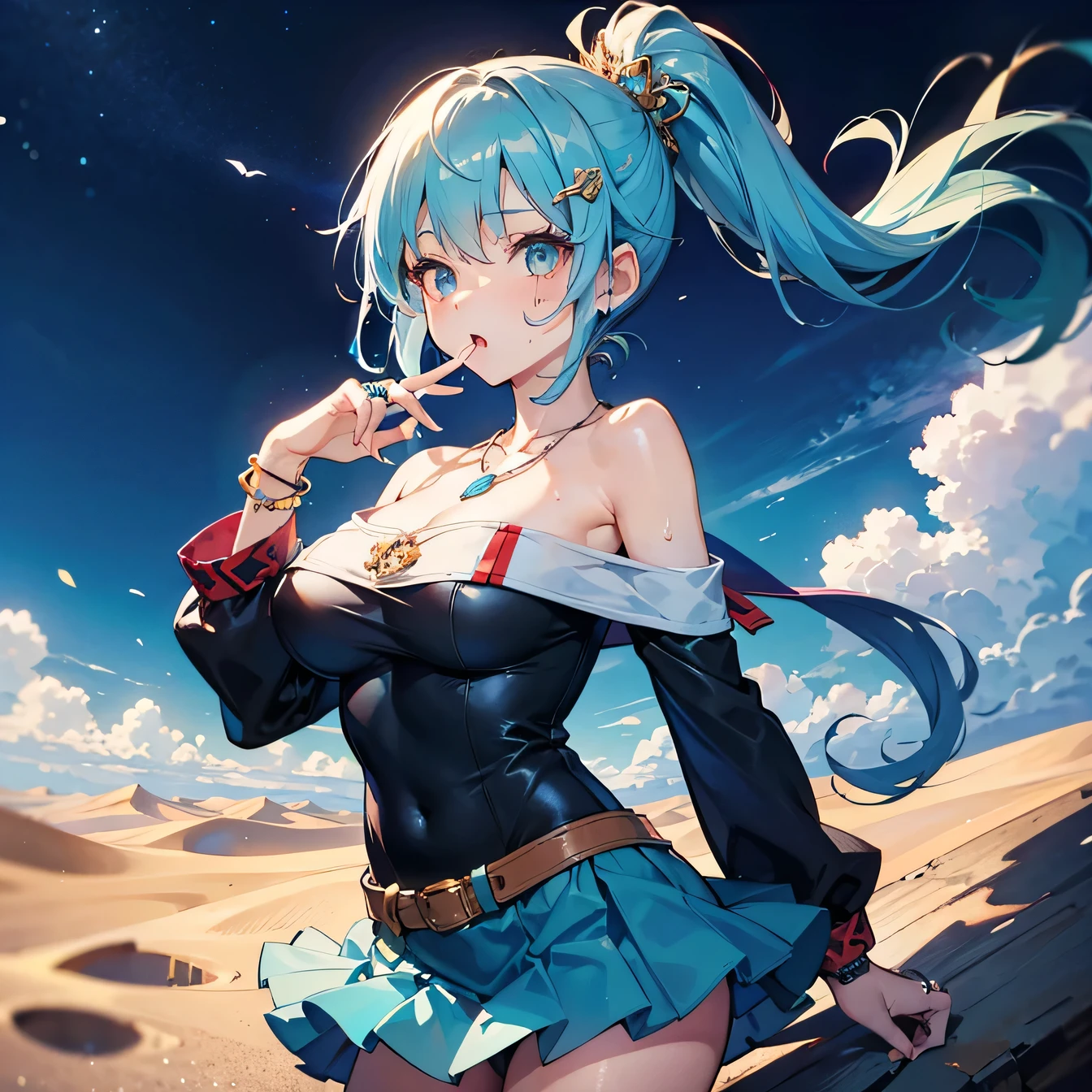 1girl, blue hair, flowing hair, pale skin, rosy face, eyes sparkling like the sea, slim waist, medium breasts, elegant posture, background at a sea kingdom full of massive structures under the deep sea, high undersea lighting, strong sparkle, 4k resolution)),((high quailty lens)),((lens ISO f4.5)),((effect blurred rim +5)),((Eliminates Chromatic Aberration)),((Enable Canon lens correction)),BREAK,((best graphics model)),((Bright balance and soft ratio)), ((moderate dark balance)),((dark area 30%)),((((contrast 10%)), BREAK,((ratio sun beam 60%)),((Sky light 10%)),BREAK,((of the highest quality, 8K,Raw photo)),Japanese style colors, Soft-beam light, afternoon light,BREAK,((Fixed Finger, Hand))