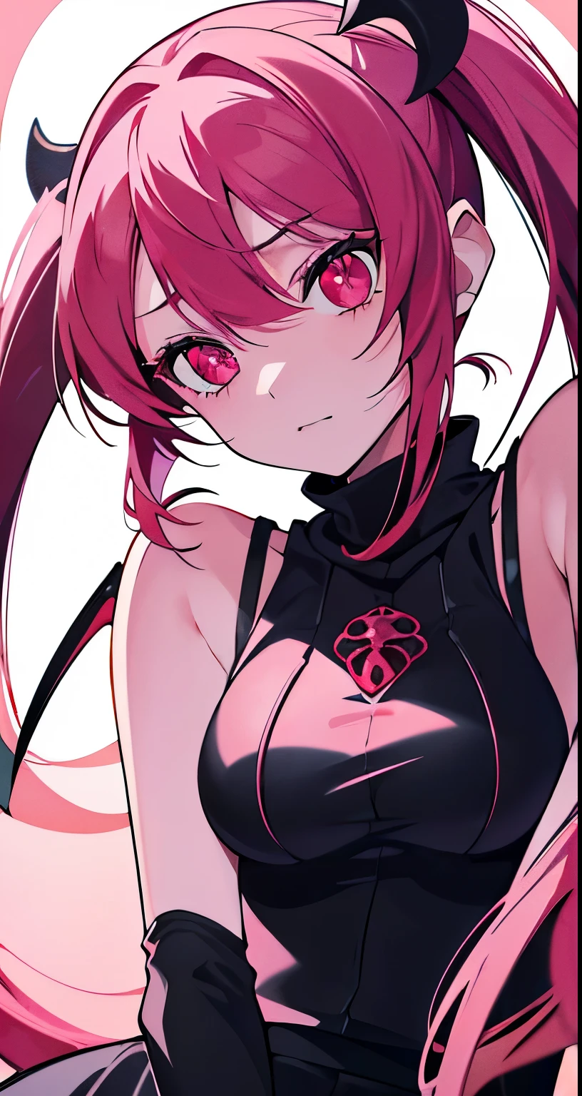 ((Beautiful Beautiful Girl)),(RED color eyes), 1 small, slim woman, Process々Big breasts, ((light pink color hair)),((long twin tail Hair)),In 8K, Best quality, (Highly detailed head: 1.0), (Very detailed face: 1.0), (Highly detailed hair: 1.0),((black sexy Succubus Clothes )),Detailed official artwork, Beautiful detailed anime art,