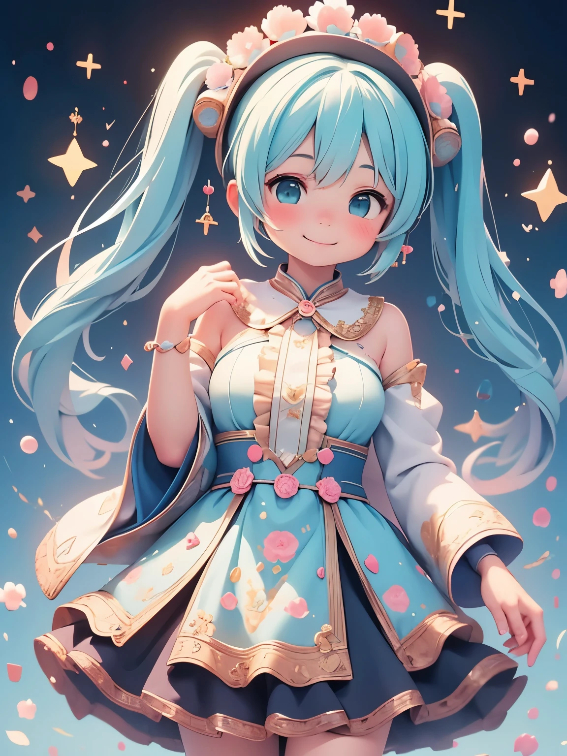 (masterpiece、highest quality、highest quality、Official Art、Beautiful and beautiful:1.2)、(One girl:1.3)Hatsune Miku、Twin tails,Big Breasts,Arab national costume、Traveler&#39;Clothes、Brigade businessman、smile super high resolution, Very detailed, highest quality, bangs、Black short bob、cute girl、Green Eyes、Choker to wrap around the neck、
1 girl, alone, Nice hands, Perfect hands,smile, smile, Mouth closed,cuteポーズ, Cowboy Shot,
thin, cute, Perfectly symmetrical face, 超cute girl, 超cute face, Very detailedな目, Very detailedな髪, 超cute, so beautiful,
Made by Canon EOS, Sigma Art Lens 35mm F1.4, ISO 200, shutter speed 2000,
