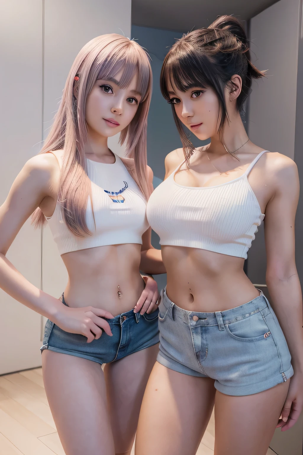(show your butt hole:1.3),(Pink Hair :1.3),masterpiece, 4K, Bokeh, Beautiful Face, Harem, (Multiple Girls:1.4), (Group photo:1.5), (Cat ear:1.3), (White Bob Hair:1.3) , Looking at the audience, Cowboy Shot, With many cats in his arms, (White Background :1.4), close