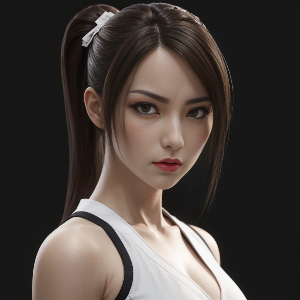 Mai Shiranui, (best quality,ultra-detailed),(realistic:1.37), beautiful and detailed face, ultra-realistic texture, delicate face, athletic body, vivid colors. High definition, 8k, angry expression