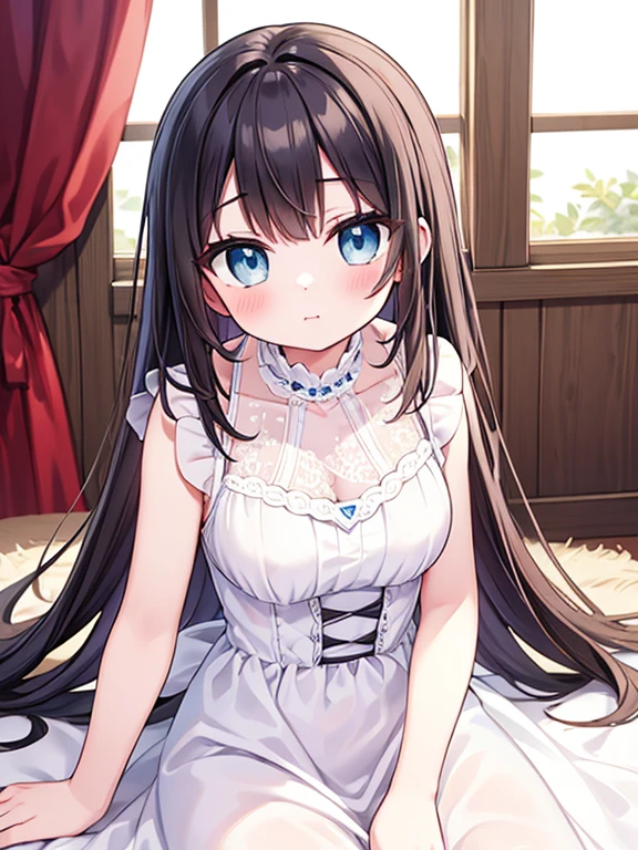 (masterpiece:1.4), (highest quality:1.4),Cute beautiful girl、Cute beautiful eyes、 (Perfect Face)、very cute、Transparent dress、lie down