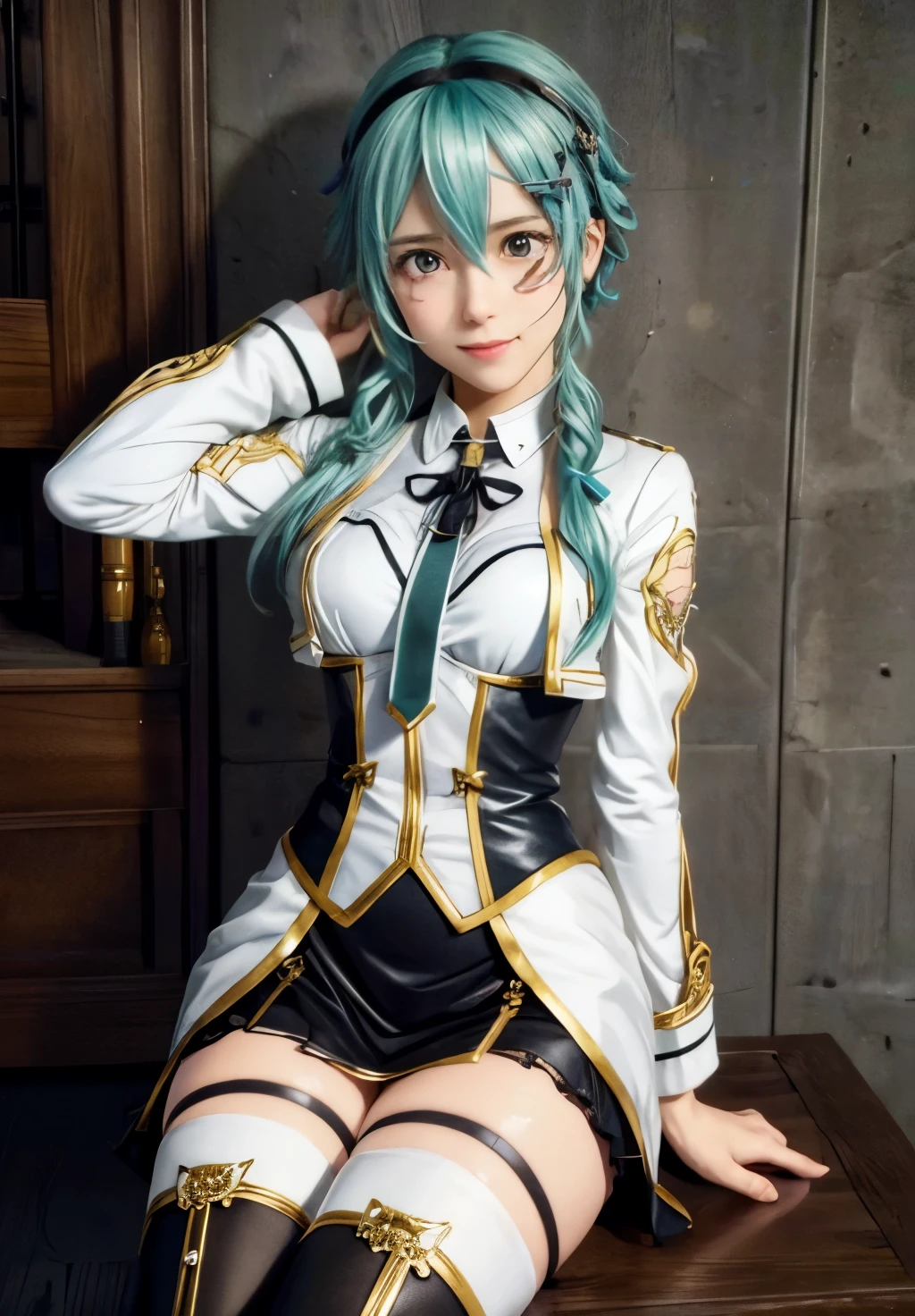 Sinon-GGO, Grin, Portraiture,, (Fascinating, Charmな, Charm:1.3), beautiful, (Very detailed, high quality:1.3)