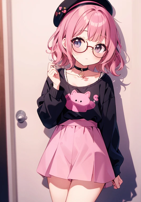 (alone:1.2),pretty girl,(Pink Short Hair),(casual wavy hair:1.3), Blunt bangs,blush,Tilt your head,:3,Black Hat,Round Glasses Shadow of big round glasses,choker,Best image quality blush avert your eyes Embarrassing I'Embarrassing On the bed, Open your mouth, Open your mouth, tears, Are crying, White steam, White Breath, Out of breath, Stomach, Small breasts, Flat Chest, naked, completely naked, Spread your legs, Lying down, naked, Sleeping on your back, Cum in the vagina,Sex 1boy penis,Spoken Heart, highest quality, Trembling, , Bukkake, Bukkake, , sperm, pouring On the face, facial, One Man, Sex, Hot orgasm, Orgasm Expression, Sweat, On the face, pouring On the face, Out of breath, shout, Close your left eye, Close your left eye, Orgasm Facial, Ahegao, look up