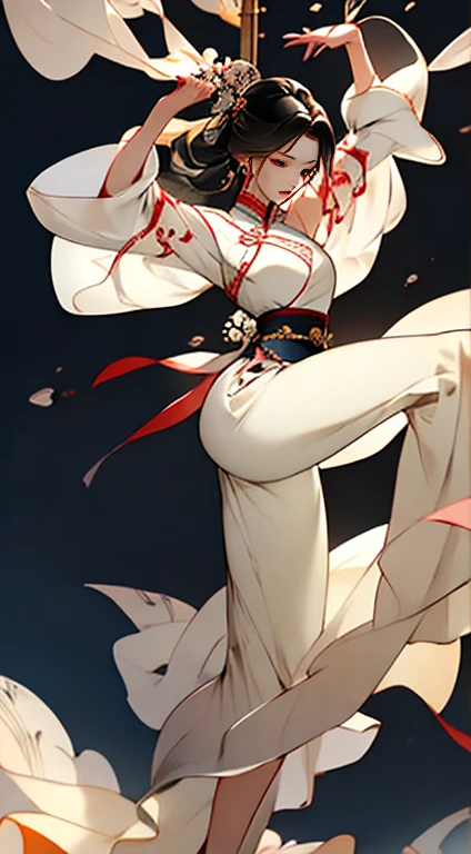 (Masterpiece, top quality, best quality), ((Wuxia World, Xiuxian, Chinese martial arts,)), (1 girl solo), (full body), (gentle eyes), (ancient Chinese clothes, cyan robe, embroidered collar Uesugi, white large-sleeved shirt, streamers), (hairpin, long black hair), (Hanfu), light pink lips, (young), earrings, white skin, (clear facial features, detailed skin texture, beautiful face, facial highlights, waist up), color ink painting, splash color, sketch, denoising, splash ink, Dramatic, cinematic grade, white background, standing, slim figure, 8k uhd, SLR, soft light, high quality, high resolution, (very detailed CG unity 8k wallpaper)