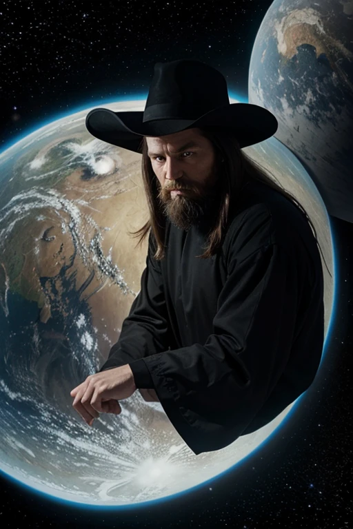 amish person driving space ship