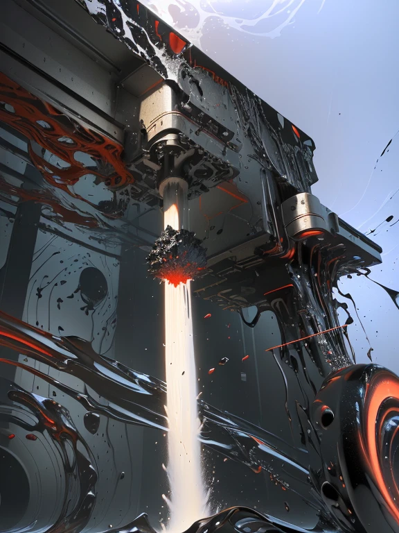 There is a very large red object in the middle of a dark background, 3 d Fluid simulation render, chaotic swirling ferrofluids, rendered in houdini, houdini Fluid simulation, Epic 3D Abstract Model, Fluid simulation in houdini, Fluid simulation, rendered in maya and houdini, rendered, black Fluid simulation, intricate artwork. Octane render