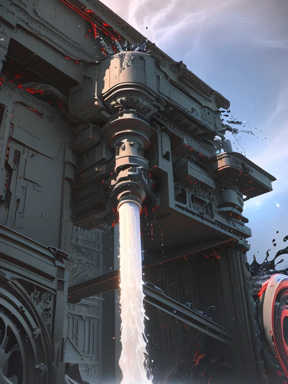 There is a very large red object in the middle of a dark background, 3 d Fluid simulation render, chaotic swirling ferrofluids, rendered in houdini, houdini Fluid simulation, Epic 3D Abstract Model, Fluid simulation in houdini, Fluid simulation, rendered in maya and houdini, rendered, black Fluid simulation, intricate artwork. Octane render