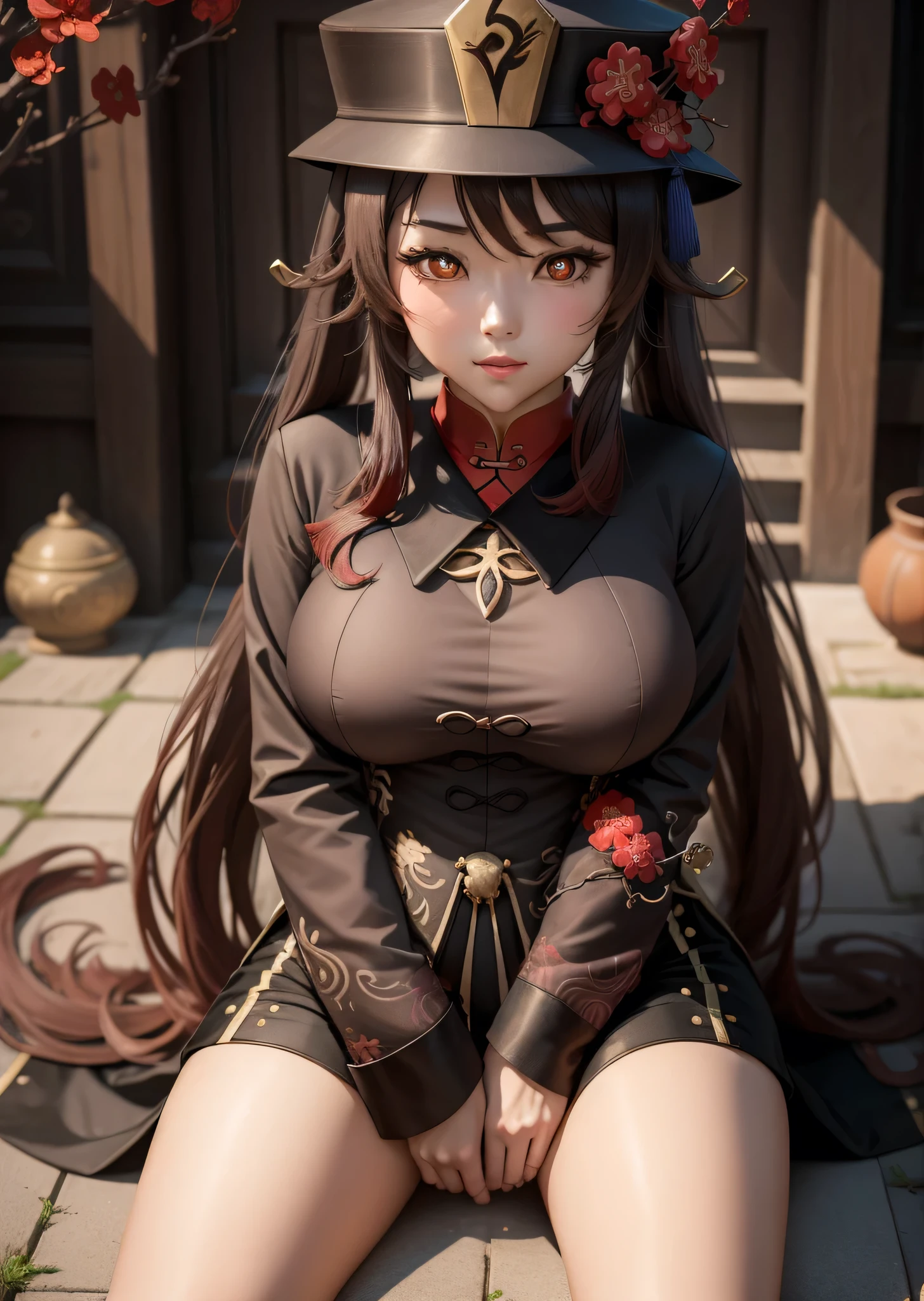 hutaodef,
hutaornd,(masterpiece),best quality, expressive eyes, perfect face,w sitting, w sitting on ground, legs on ground, big breast, good breast, h-cup, arms between legs, bot arms between legs
