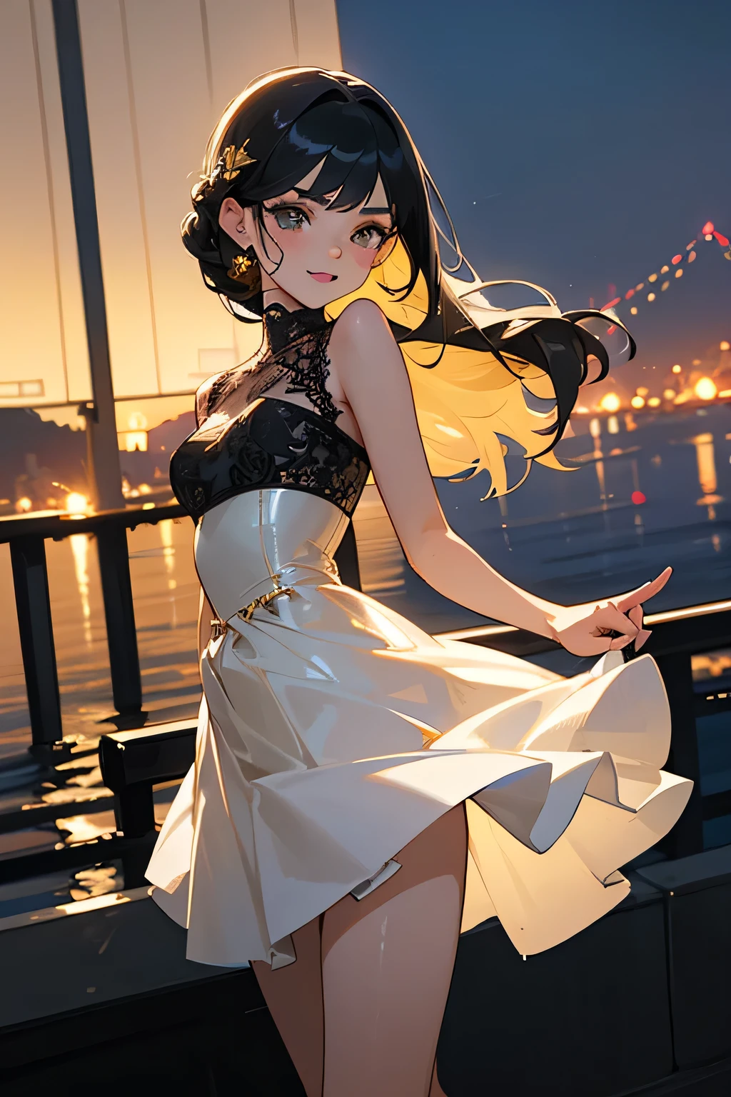 highest quality、High resolution、Detailed Background、(Beautiful face in every detail:1.4)、Anatomically correct、(Draw the usual number of fingers:1.2)、(Detailed facial expressions)、(Detailed eyes:1.2)、(Detailed eyes:1.2)、Beautiful, smooth skin、Beautiful women in their 20s、(Highly detailed face:1.4)、cute hair color、Bobcut、Braided long hair、Wavy Hairstyle、well-groomed eyebrows、cute eye makeup、Cute Lip Makeup、Perfect body line、(Minimally revealing clothing:1.2)、Night view spot、Cowboy Shot、
(Beautiful woman having fun on a night view date:1.5)、Looking at me with a happy expression、
Rio de Janeiro's Christ the Redeemer statue sits atop Corcovado Mountain and is illuminated at night.、
The panoramic night view from the statue of Christ the Redeemer offers a beautiful view of Rio de Janeiro's coastline and the city.、
Choose a dress with floral or lace designs、It is a good idea to choose a dress in pastel or soft colors.、Wear heeled sandals or pumps to add a feminine touch.、
For an elegant look, we recommend pairing a silk or satin top with a flared or tight skirt.、
For tops, choose ones with open shoulders and backs or lace details to give an elegant impression.、Pair it with heeled pumps or strappy sandals for a more glamorous look.、
We also recommend choosing an all-black monotone outfit to create a chic and sophisticated look.、Pair a black top or dress with black skinny pants or a skirt、Using gold or silver accessories and bags will give you a more luxurious look.、cute
