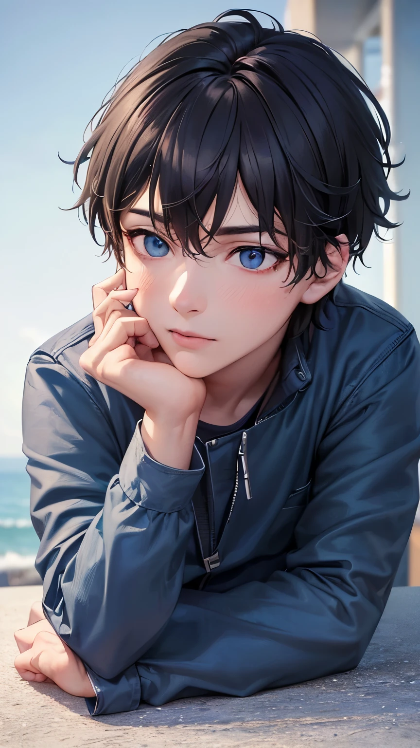(best quality,4k,8k,highres,masterpiece:1.2),ultra-detailed,(realistic,photorealistic,photo-realistic:1.37),1boy,Esso Ekko,lora.189,black hair,blue eyes,blue shirt,white jacket,red jeans,blue shoes,full body,portraits,sharp focus,colorful,soft lighting