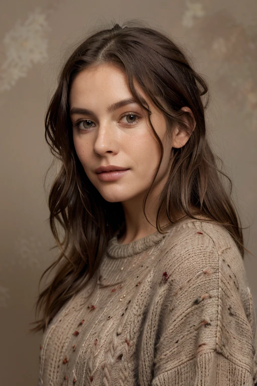 CilLoRA1, a professional portrait of a beautiful man, messy hair, cozy sweater, simple earthy colours background