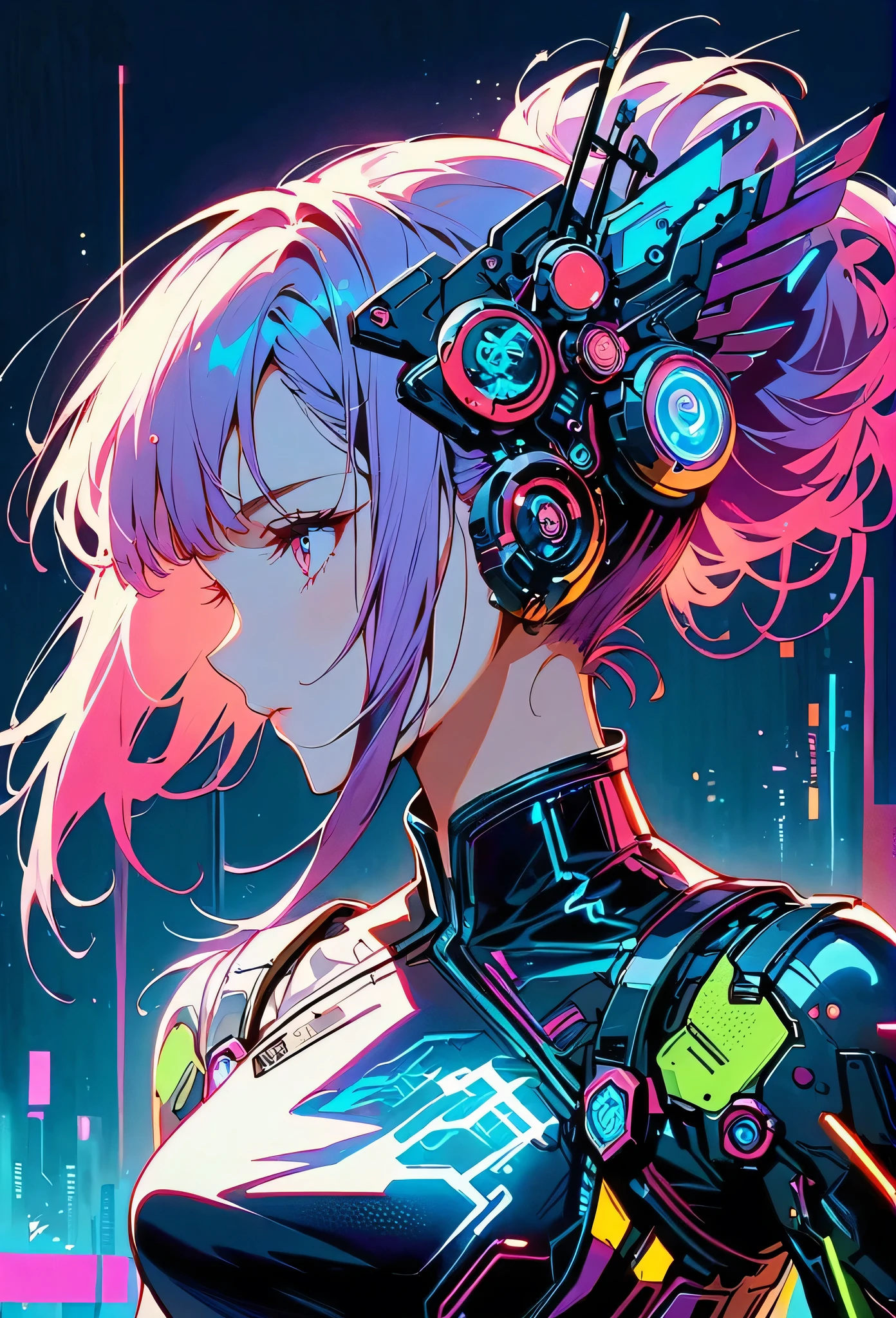 ((Vision)),((whole body)),1 girl, Wearing a black cheongsam,Robot arms and legs,Cyberpunk beauty holding an electric rifle,Standing under the cherry blossom tree with pink flowers,(white sockechanical ceramic high heels:1.5 ),background,Empty Mountain Motorcycle Style Oil Painting,closeup portrait,futuristic style,cyberpunk,high detail