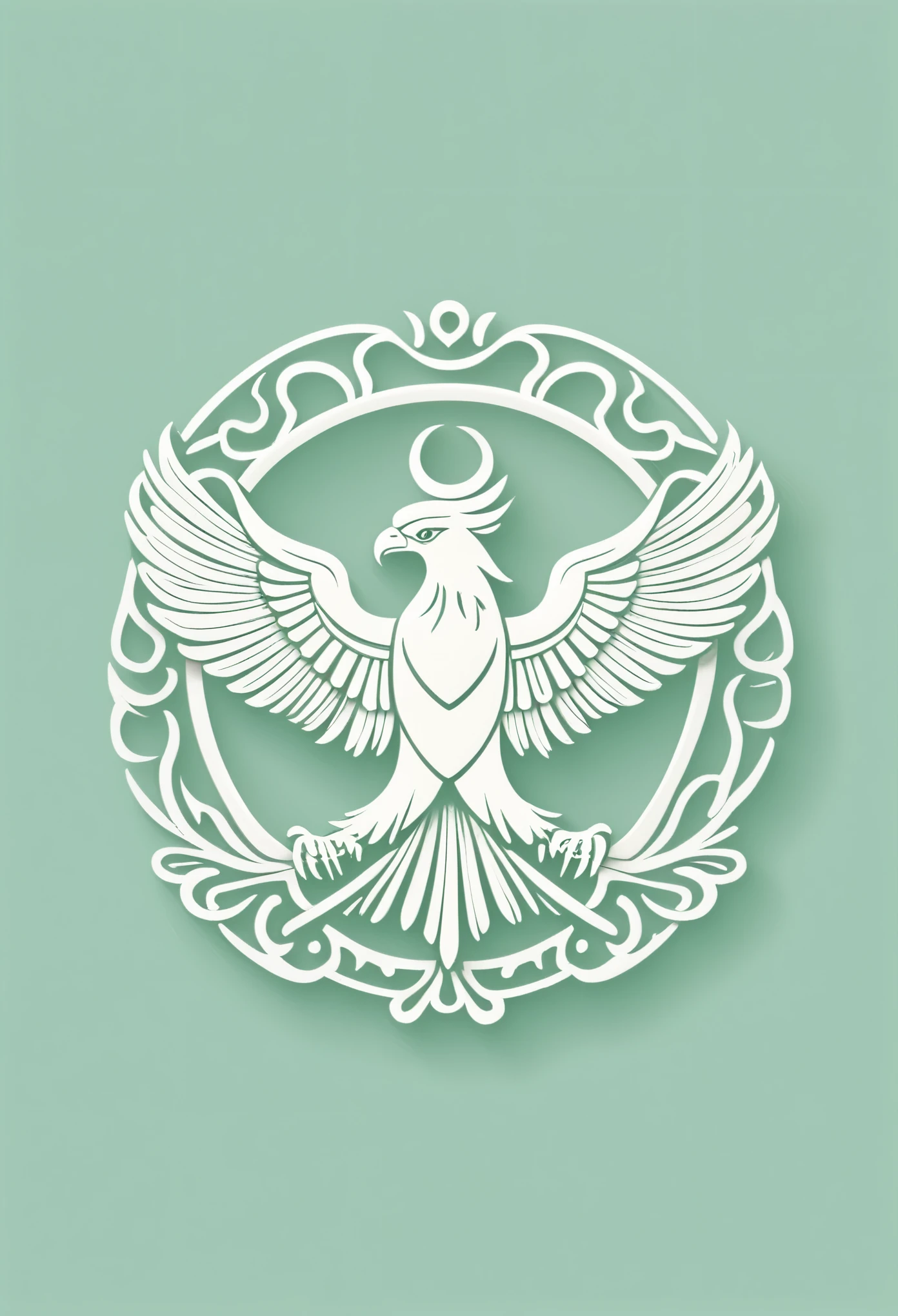 logo, vector, logo design, vector, simple, flat, icon, Minimalism, Clear lines and contours, Uniqueness,Has cultural value,A white jade eagle carved from the Ying Kingdom of the Western Zhou Dynasty,miner,Literary works,